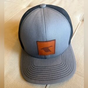 Pacifica Gray Trucker Hat with Brown Leather Patch